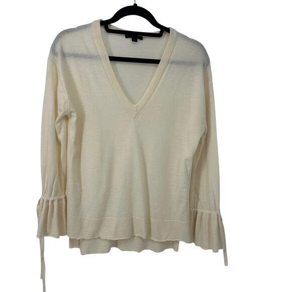 J. Crew Tops - J. Crew women's merino wool top size medium cream drawstring long sleeve  soft